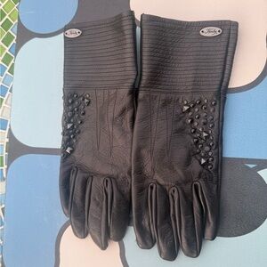Harley Davidson Black Studded Leather Gloves